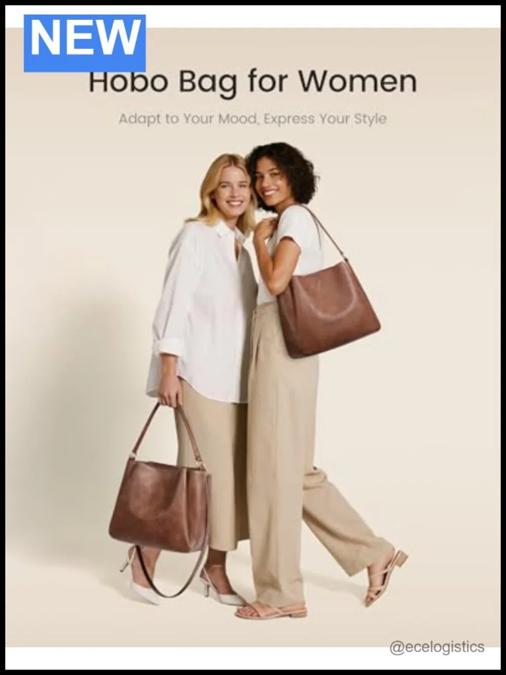 Large Vegan Leather Hobo Bag with Three Compartments Women Purse Crossbody